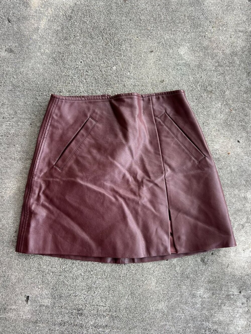 BLANKNYC Burgundy Wine Faux Leather Mini Skirt Biker moto sz24